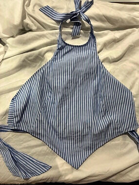 LNA Clothing Striped Tie Neck Tank in Blue & White Size Medium
